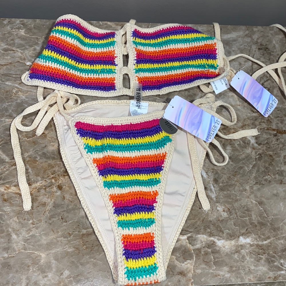 2 piece brand new rainbow bikini set